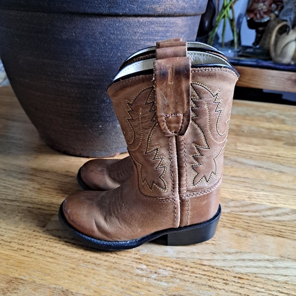 Old West Light Brown Cowboy Boots - Picture 3 of 6